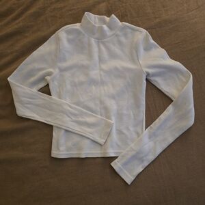 Long Sleeve, White, Mockneck, Small